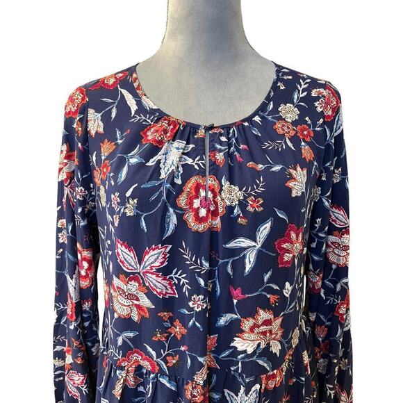 Old Navy Swing Dress Womens Small Blue Floral Soft Woven Keyhole Cottage Prairie - Picture 11 of 11